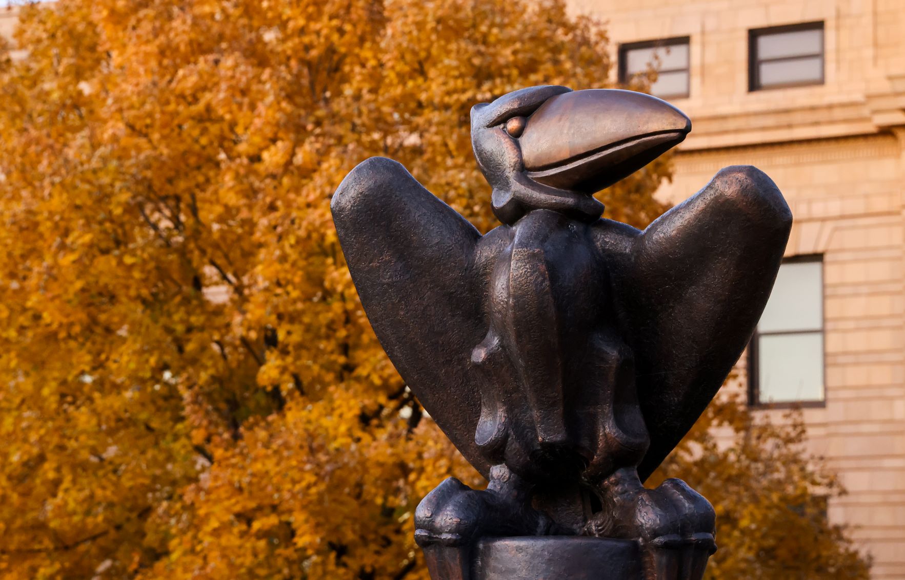 Bronze Jayhawk statue